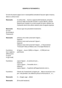 Modello di testamento 1. Cliccare per scaricare.